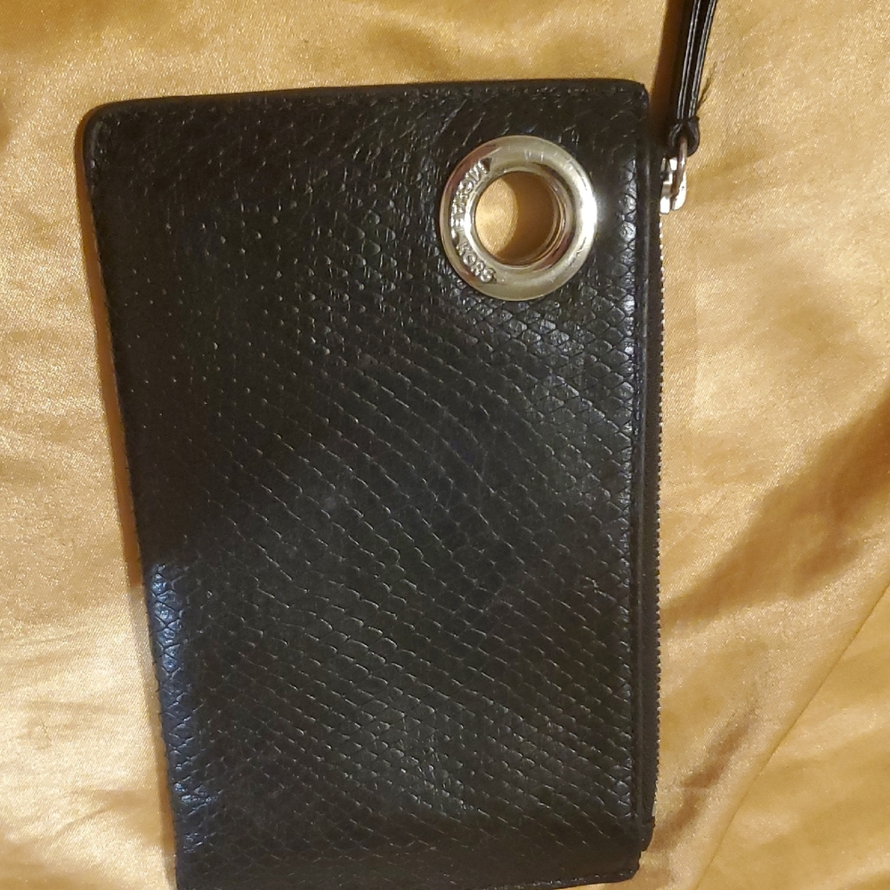 Michael Kors Black Snake-Embossed Clutch